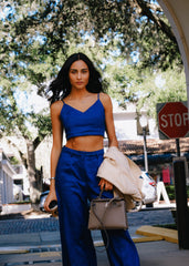 Kali V-Neck Linen Strap Top