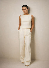 Ava Linen Pleated Pants