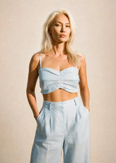 Wyatt Linen Bralette Top-Preorder