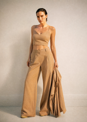 Kali V-Neck Linen Strap Top