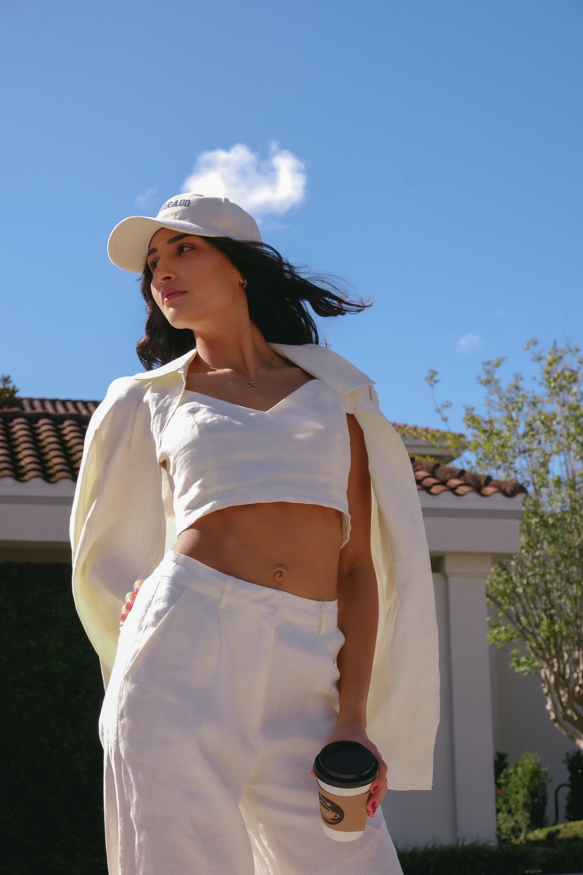 Kali V-Neck Linen Strap Top