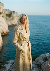 Gold Linen Silk Trench Coat-Limited Release